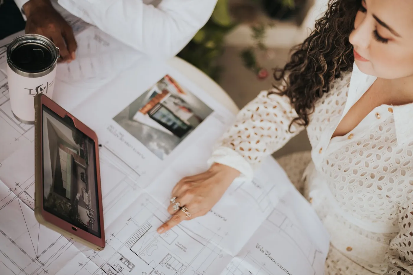 Architect reviewing a layout plan