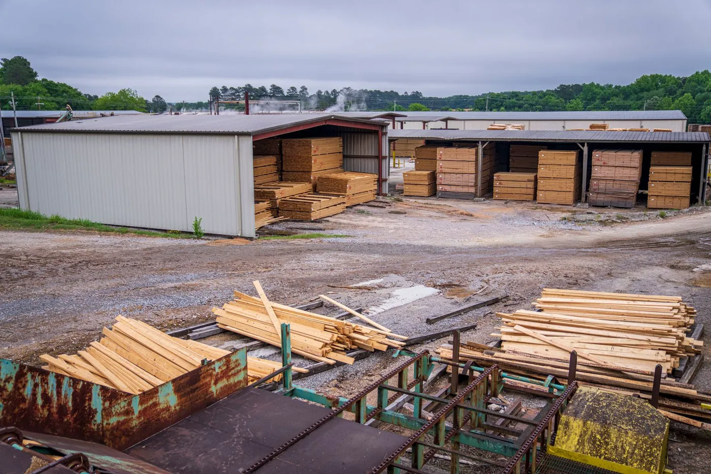 Construction materials stacked